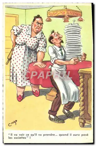 Cartes postales Humour Vaisselle Chap