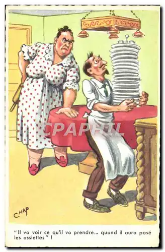 Cartes postales Humour Vaisselle Chap