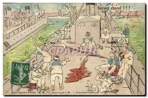 Cartes postales Militaria Marins Servez Chaud !