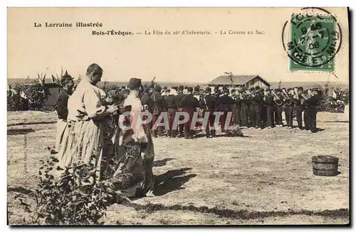 Cartes postales Militaria Bois l&#39Eveque La fete du 26eme d&#39infanterie La course en sac