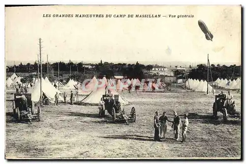 Cartes postales Militaria Les grandes manoeuvres du Camp de Massillan Vue generale Ballon Dirigeable