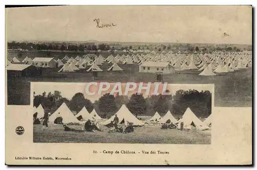 Cartes postales Militaria Camp de Chalons Vue des tentes