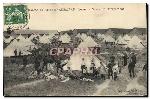 Ansichtskarte AK Militaria Champ de tir de Chambaran Vue d&#39un campement