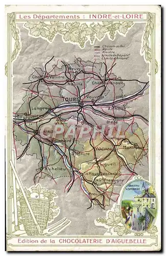 Cartes postales Carte geographique Chocolaterie d&#39Aiguebelle Indre et Loire