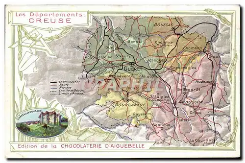 Ansichtskarte AK Carte geographique Chocolaterie d&#39Aiguebelle Creuse