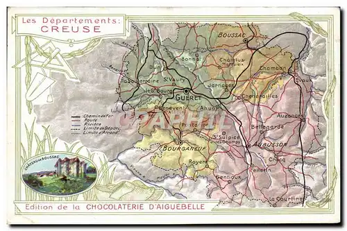 Cartes postales Carte geographique Chocolaterie d&#39Aiguebelle Creuse