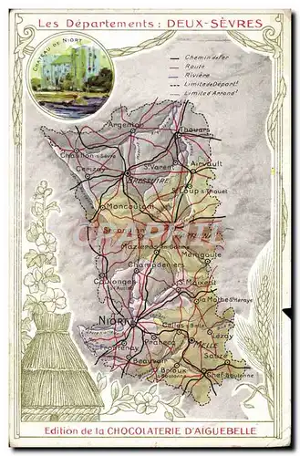 Cartes postales Carte geographique Chocolaterie d&#39Aiguebelle Deux Sevres