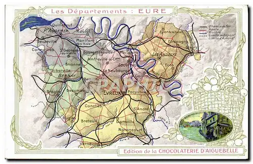 Ansichtskarte AK Carte geographique Chocolaterie d&#39Aiguebelle Eure