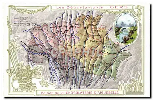 Ansichtskarte AK Carte geographique Chocolaterie d&#39Aiguebelle Gers