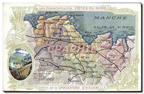 Cartes postales Carte geographique Chocolaterie d&#39Aiguebelle Cotes du Nord