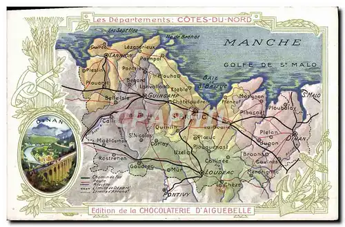 Cartes postales Carte geographique Chocolaterie d&#39Aiguebelle Cotes du Nord