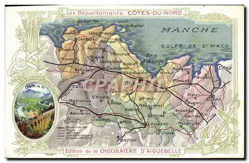 Cartes postales Carte geographique Chocolaterie d&#39Aiguebelle Cotes du Nord