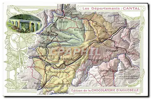 Cartes postales Carte geographique Chocolaterie d&#39Aiguebelle Cantal