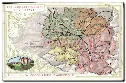 Ansichtskarte AK Carte geographique Chocolaterie d&#39Aiguebelle Creuse