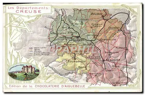 Cartes postales Carte geographique Chocolaterie d&#39Aiguebelle Creuse