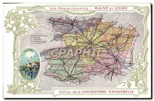 Cartes postales Carte geographique Chocolaterie d&#39Aiguebelle Maine et Loire