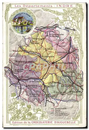 Cartes postales Carte geographique Chocolaterie d&#39Aiguebelle Indre