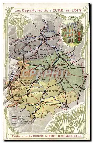 Cartes postales Carte geographique Chocolaterie d&#39Aiguebelle Eure et Loir