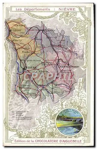 Cartes postales Carte geographique Chocolaterie d&#39Aiguebelle Nievre