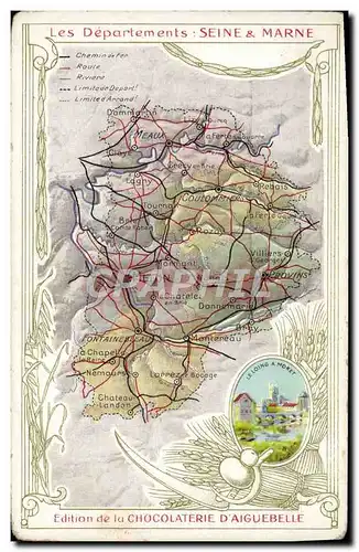 Ansichtskarte AK Carte geographique Chocolaterie d&#39Aiguebelle Seine & Marne