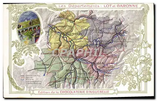 Cartes postales Carte geographique Chocolaterie d&#39Aiguebelle Lot et Garonne
