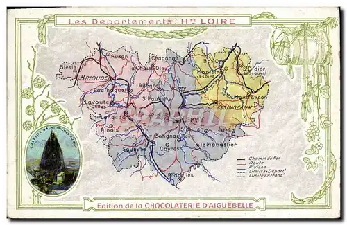 Cartes postales Carte geographique Chocolaterie d&#39Aiguebelle Haute Loire