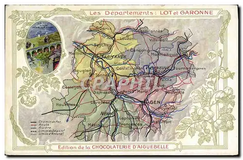 Cartes postales Carte geographique Chocolaterie d&#39Aiguebelle Lot et Garonne