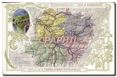 Cartes postales Carte geographique Chocolaterie d&#39Aiguebelle Lot et Garonne