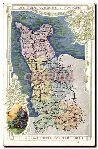 Ansichtskarte AK Carte geographique Chocolaterie d&#39Aiguebelle Manche