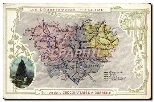 Ansichtskarte AK Carte geographique Chocolaterie d&#39Aiguebelle Haute Loire