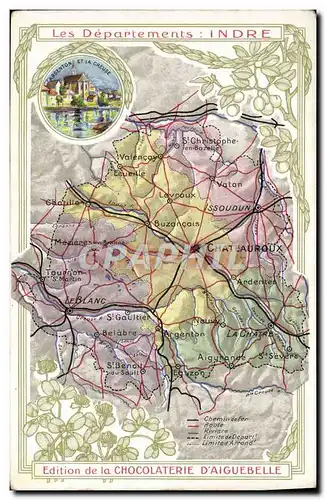 Cartes postales Carte geographique Chocolaterie d&#39Aiguebelle Indre