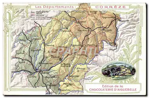 Ansichtskarte AK Carte geographique Chocolaterie d&#39Aiguebelle Correze