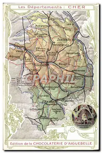 Cartes postales Carte geographique Chocolaterie d&#39Aiguebelle Cher