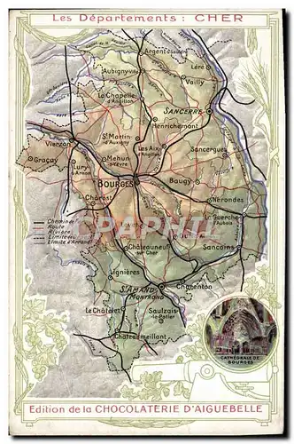 Ansichtskarte AK Carte geographique Chocolaterie d&#39Aiguebelle Cher