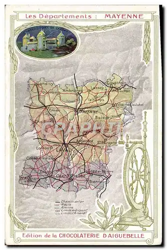 Cartes postales Carte geographique Chocolaterie d&#39Aiguebelle Mayenne
