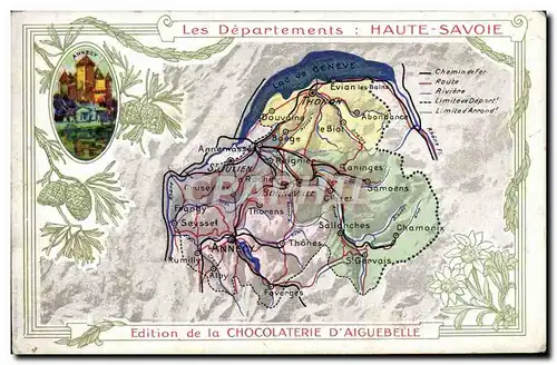 Ansichtskarte AK Carte geographique Chocolaterie d&#39Aiguebelle Haute Savoie Annecy