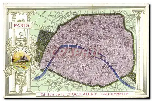Ansichtskarte AK Carte geographique Chocolaterie d&#39Aiguebelle Paris