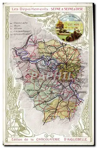 Cartes postales Carte geographique Chocolaterie d&#39Aiguebelle Seine & Seine & Oise