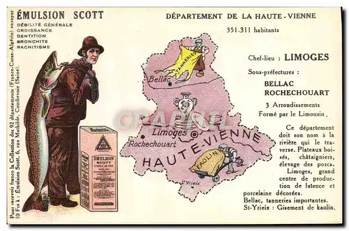 Ansichtskarte AK Carte geographique Emulsion Scott Haute-Vienne Limoges Poisson