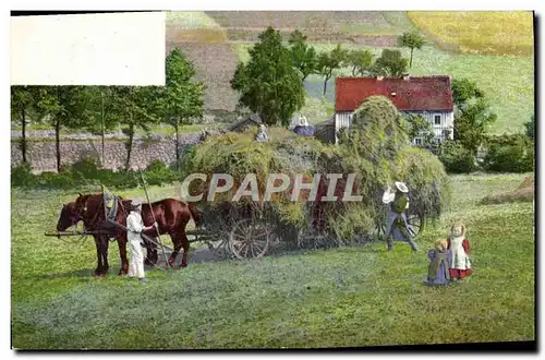Cartes postales Folklore Attelage Fenaison