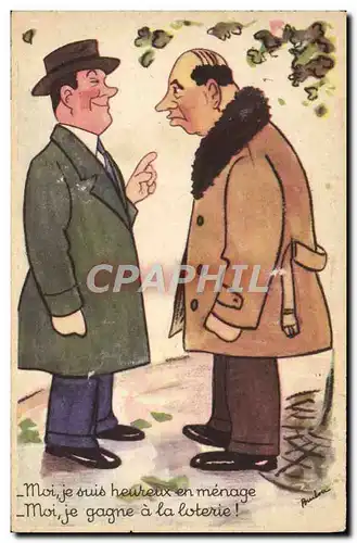 Cartes postales Humour Moi je suis heureux en menage