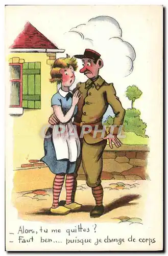 Cartes postales Humour Alors tu me quittes Soldat Militaria