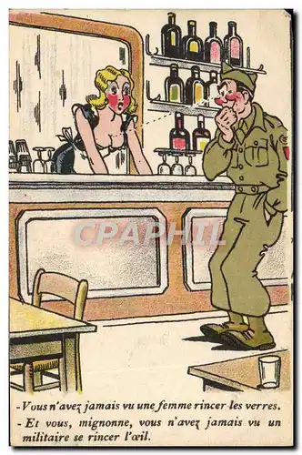 Ansichtskarte AK Humour Soldat Militaria Serveuse