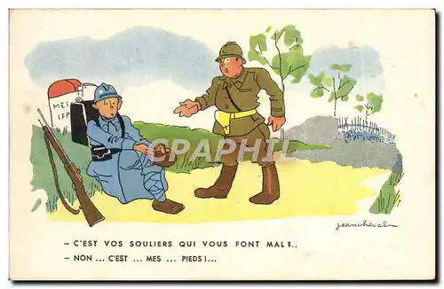 Ansichtskarte AK Humour Jean Cheval C&#39est vos souliers Soldat Militaria