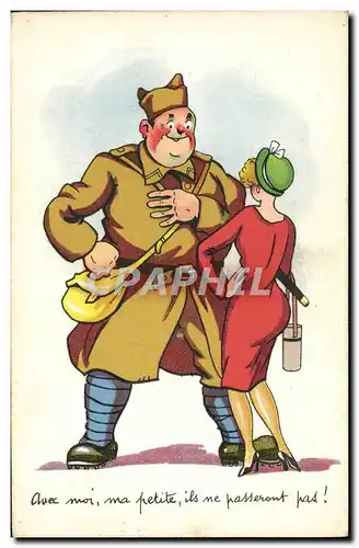 Cartes postales Humour Soldat Militaria