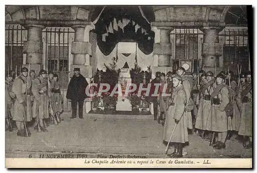 Ansichtskarte AK Militaria 11 novembre 1920 Place Denfer Rochereau Paris La chapelle ardente ou a repose le coeur