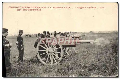 Ansichtskarte AK Militaria Grandes manoeuvres 1909 L&#39artillerie en Bourbonnais Canon