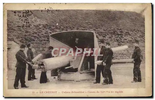 Cartes postales Militaria Le Creusot Usines Schneider Canon de 150mm