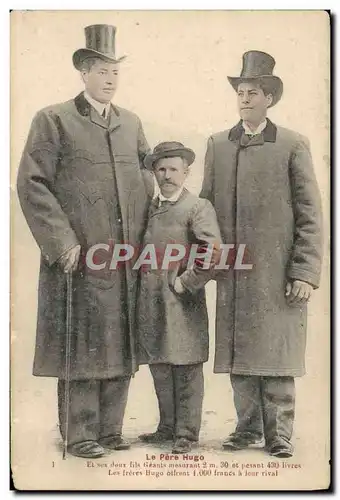 Cartes postales Foklore Geant Freres Hugo Adriens Nain