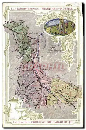 Cartes postales Cartes Geographiques Chocolaterie d&#39Aiguebelle Meurthe et Moselle Nancy